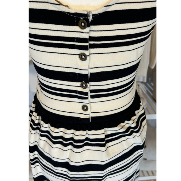 J Crew Women's Size S Cream & Black Button Back Fit & Flare Striped Dress #0301 - Picture 3 of 12